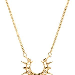 Dainty Gold Sun Moon Necklace 18k Gold Plated Brass Minimalist Pendant for Women